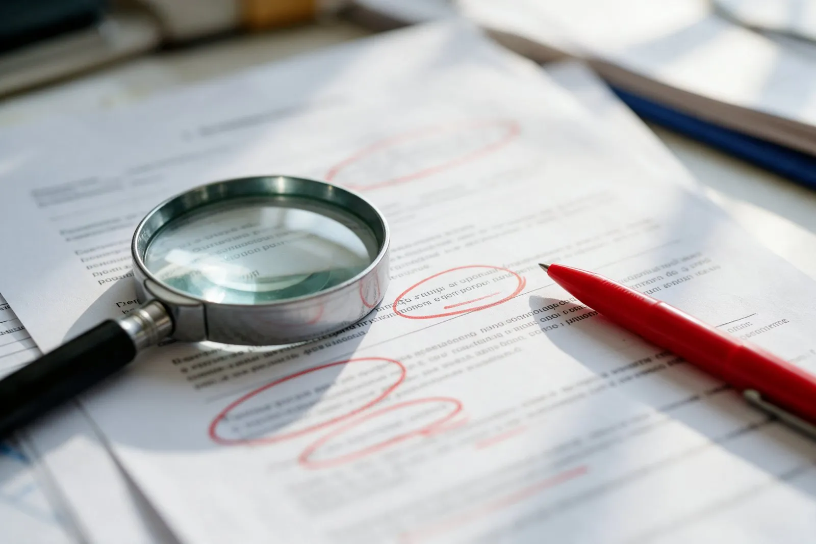 Property documents with suspicious details circled in red