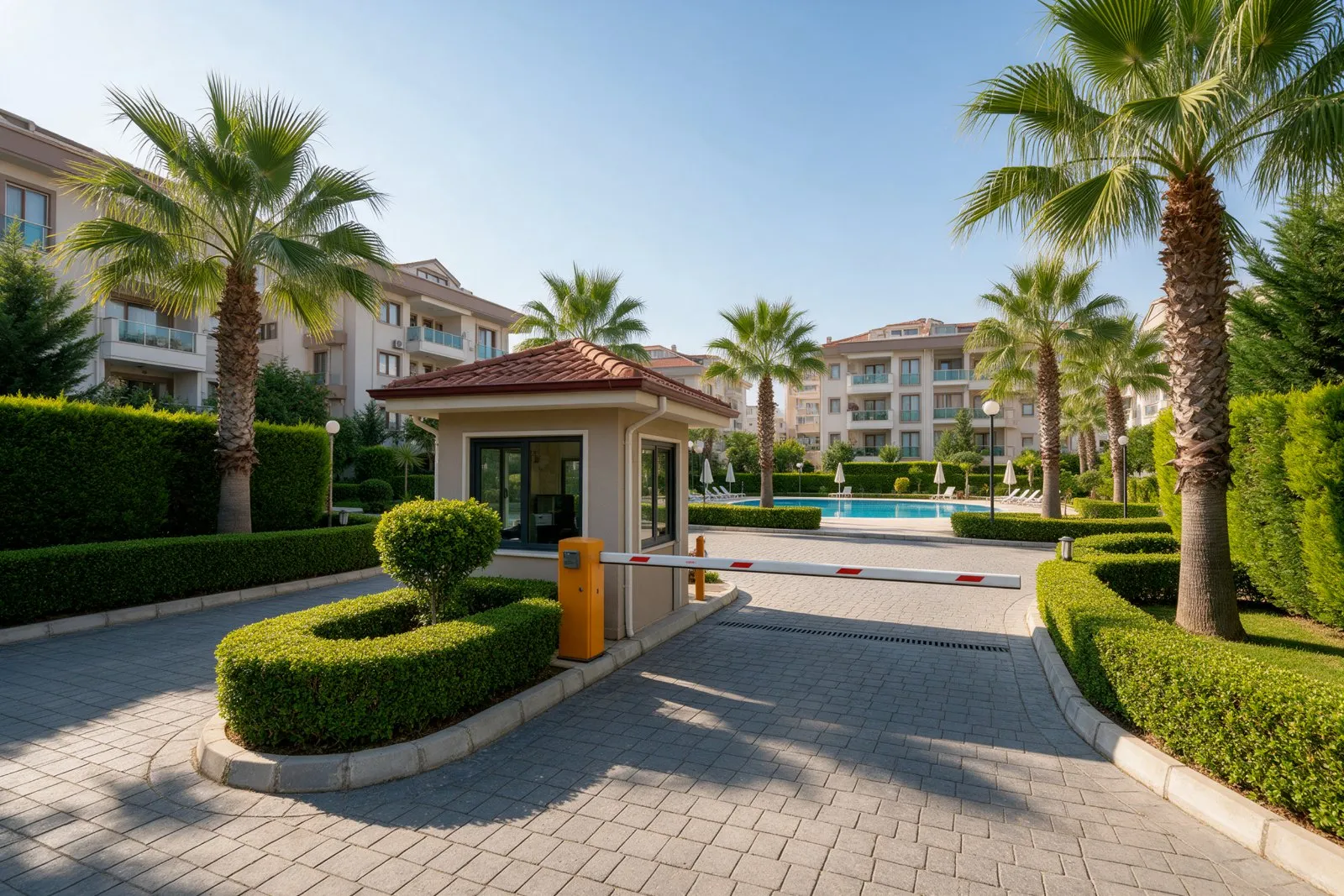 The entrance to a gated residential complex in Turkey